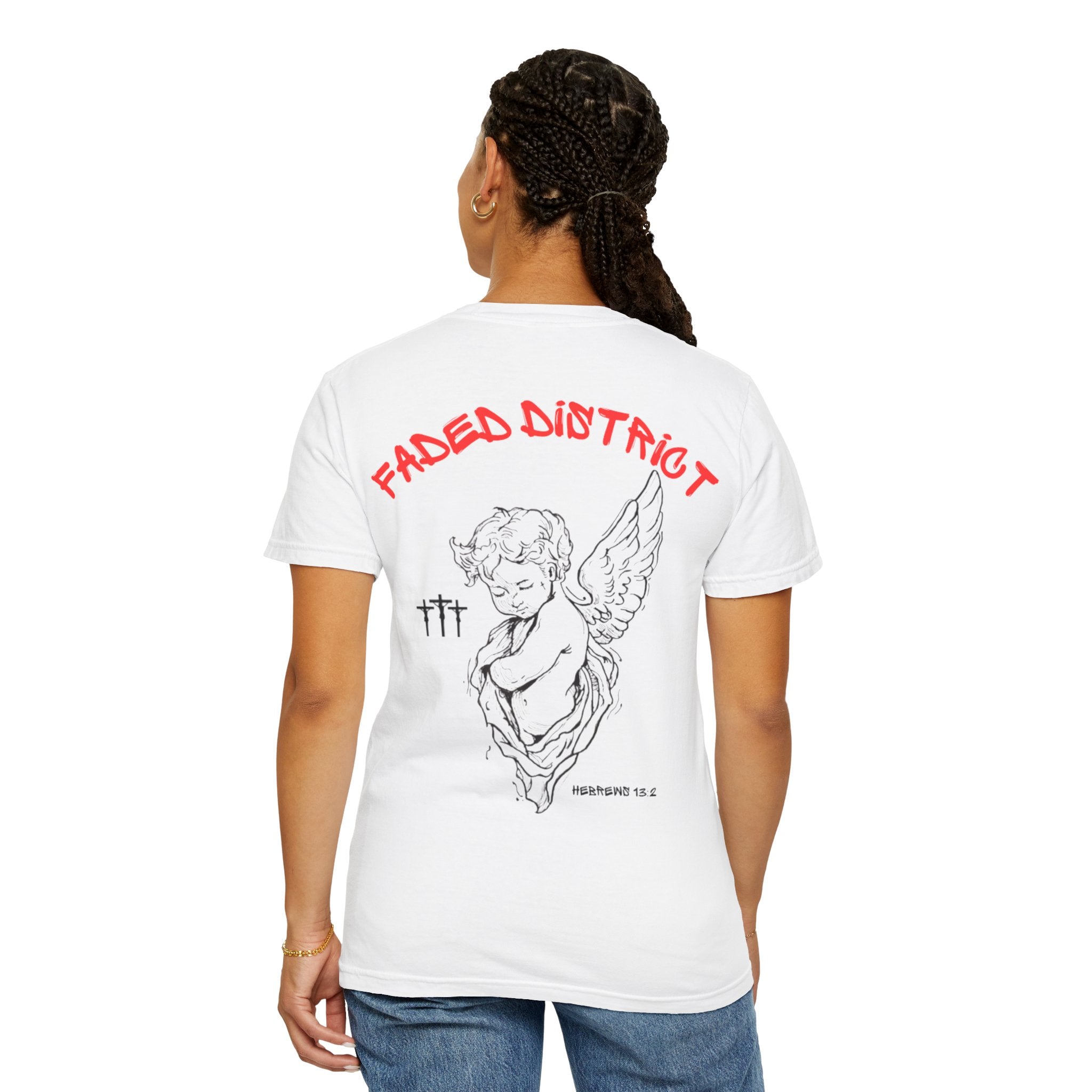Faded District Angel Illustration T-Shirt | Back Graphic Streetwear